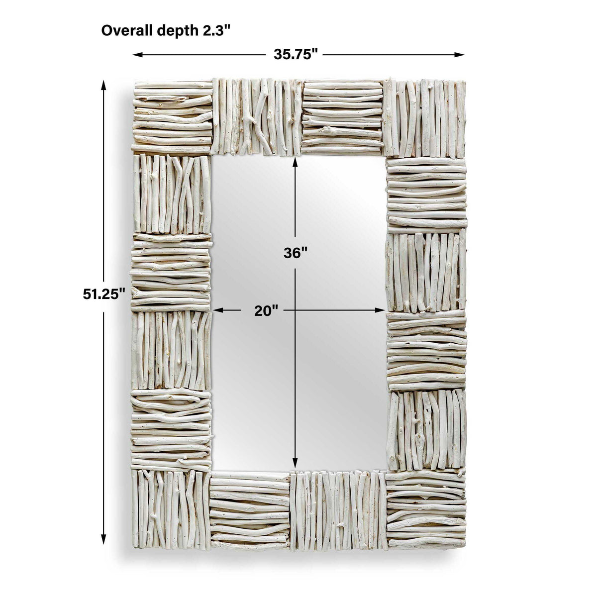 Lathey Teak Mirror Woodtone - Gray by Uttermost - View 3
