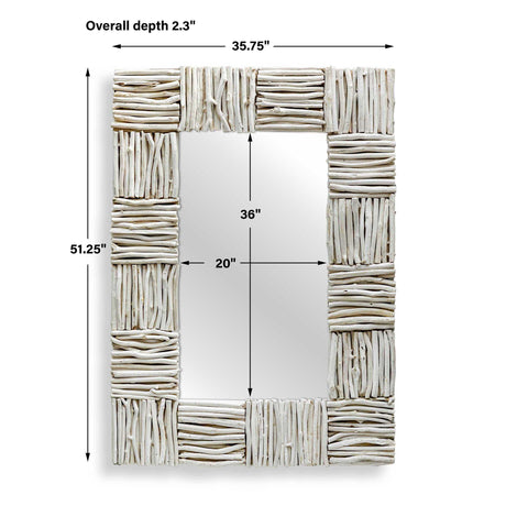 Lathey Teak Mirror Woodtone - Gray by Uttermost - View 3