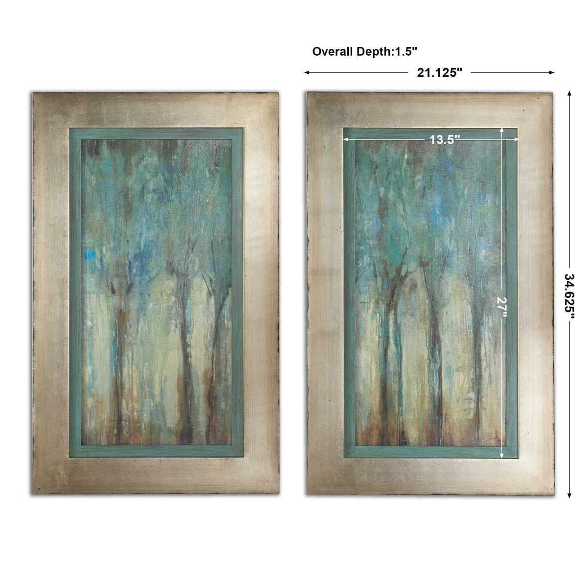Whispering Wind Framed Art (Set of 2) - Blue / Light Brown by Uttermost - View 3