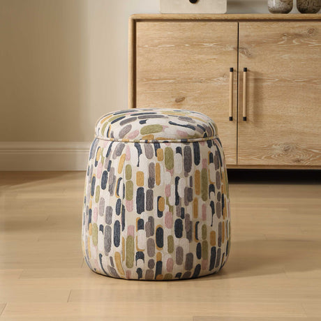 Arem Upholstered Multi-Color Ottoman Gray / Pink / White / Yellow - Gray / Beige by Uttermost - View 2