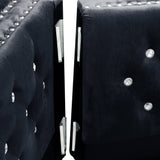 82.3" Width Modern Velvet Sofa Jeweled Buttons Tufted Square Arm Couch Black,2 Pillows Included | Home Elegance USA