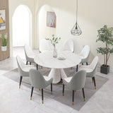 Fashion modern sinntered stone dining table with simple and multi-functional retractable dining table with 8 pcs Chairs