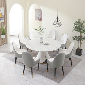 Fashion modern sinntered stone dining table with simple and multi-functional retractable dining table with 8 pcs Chairs