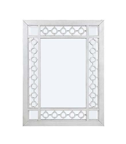 Acme - Varian Mirror 66158 Mirrored & Antique Platinum Finish