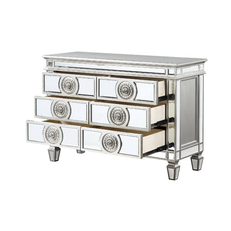 Acme - Varian Server 66159 Mirrored & Antique Platinum Finish