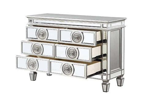 Acme - Varian Server 66159 Mirrored & Antique Platinum Finish