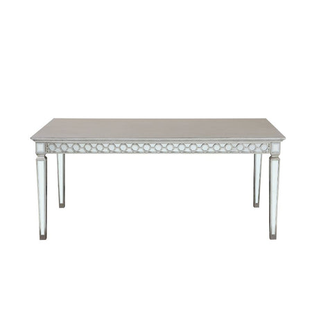 Acme - Varian Dining Table (90"L) 66160 Mirrored & Antique Platinum Finish