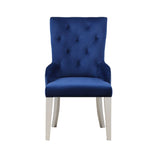 Acme - Varian Side Chair 66162 Blue Fabric & Antique Platinum Finish