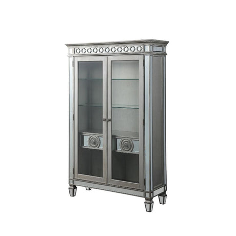 Acme - Varian Curio 66166 Mirrored & Antique Platinum Finish