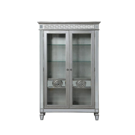 Acme - Varian Curio 66166 Mirrored & Antique Platinum Finish