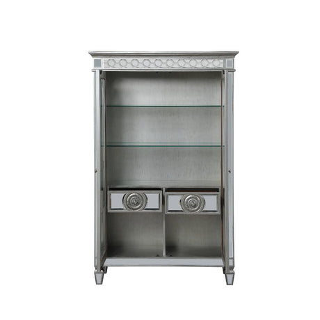 Acme - Varian Curio 66166 Mirrored & Antique Platinum Finish