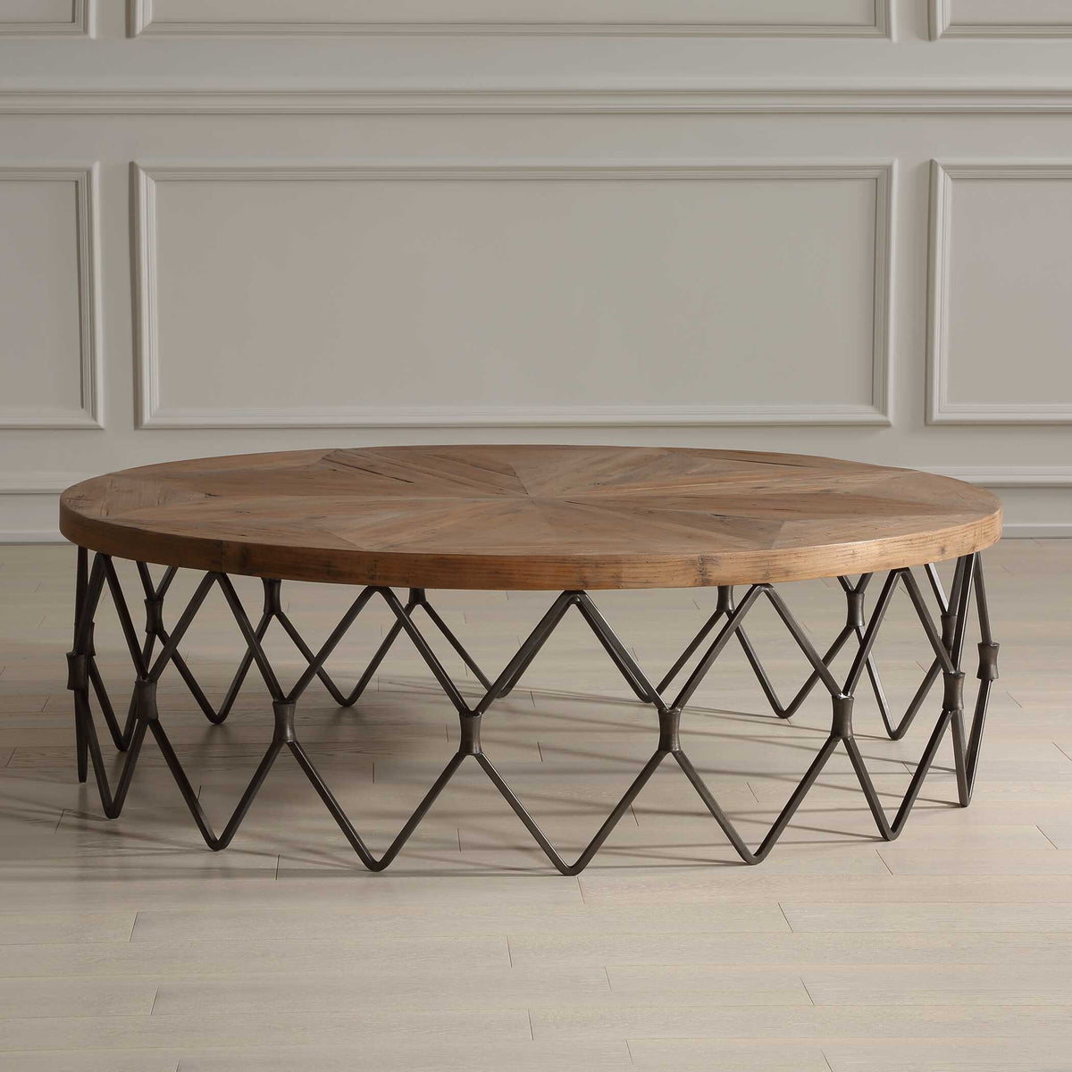 Chain Reaction Wooden Coffee Table - Light Brown by Uttermost - View 3