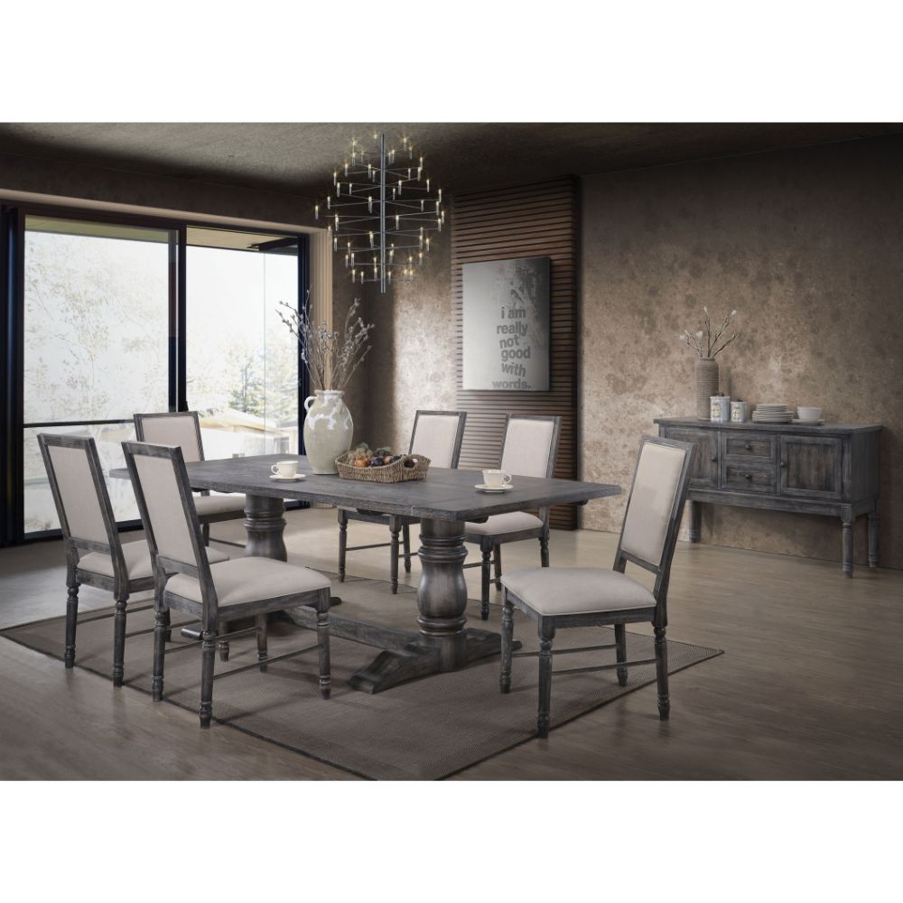 Acme - Leventis Dining Table 66180 Weathered Gray Finish