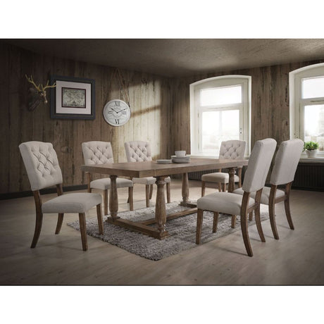 Acme - Bernard Dining Table 66185 Weathered Oak Finish