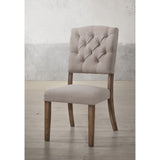 Bernard Side Chair (Set - 2) 66187 Beige Linen & Weathered Oak Finish | Acme | Home Elegance USA