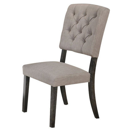 Bernard Side Chair (Set - 2) 66192 Beige Linen & Weathered Gray Oak Finish | Acme | Home Elegance USA