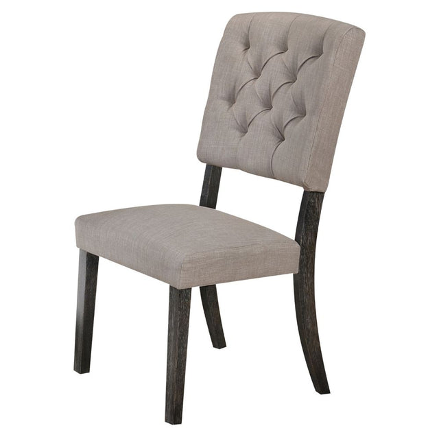 Acme - Bernard Side Chair (Set-2) 66192 Beige Linen & Weathered Gray Oak Finish