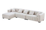 139'' Channel Tufted Sofa Velvet Upholstered Left Chaise Modular Sofa beige | Home Elegance USA