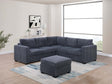 Beautiful 4-Piece Sectional Set W/ Ottoman Dark Gray One Arm Loveseat Corner Wedge Corduroy Upholstered Plush Couch - sold by Home Elegance USA