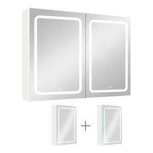 40x30 Inch LED Bathroom Medicine Cabinet Surface Mount Double Door Lighted Medicine Cabinet, Medicine Cabinets for Bathroom with Mirror Defogging, Dimmer White - W995S00067 - image - 9