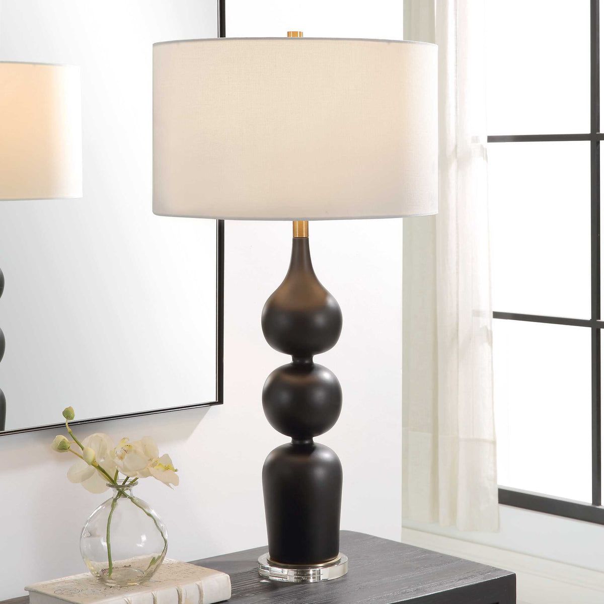 Caviar Table Lamp - Black / White by Uttermost - View 2