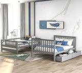 Full Over Full Bunk Bed with Shelves and 6 Storage Drawers, Gray(Old SKU:LT000046AAE) - sold by Home Elegance USA