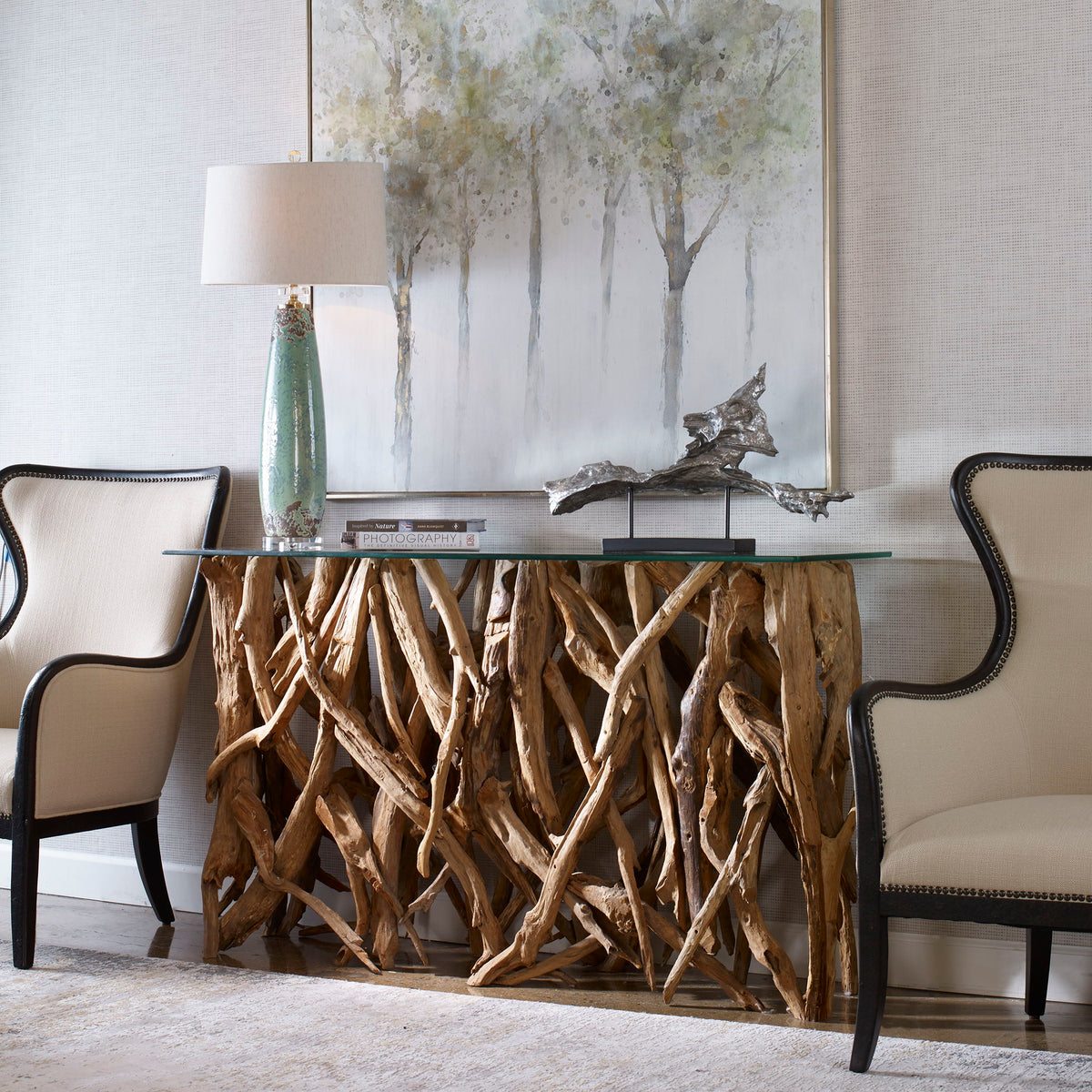 Teak Wood Console - Light Brown by Uttermost - View 4