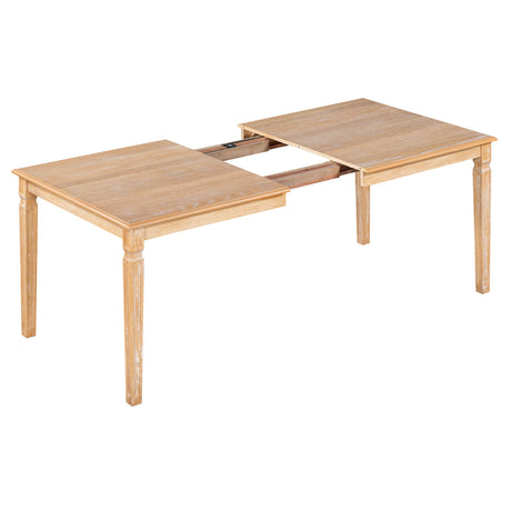 TREXM Vintage Extendable Dining Table Set for 6 with 4 Chairs & Bench, 59 to 72-Inch Rustic Farmhouse Kitchen Table Set with Distressed Finish and Retro Carved Legs (Natural Wood Wash) - sold by Home Elegance USA