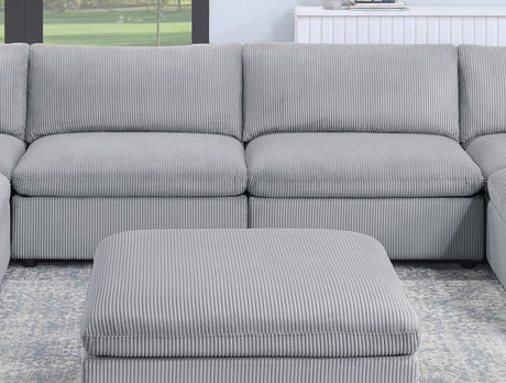 Dark Gray Color 7pc Modular Sectional Set Corduroy Upholstery Couch 2x Corner wedge 2x Armless Chairs 3x Ottomans Living Room Furniture - sold by Home Elegance USA