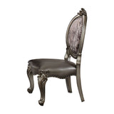 Acme - Versailles Side Chair (Set-2) 66822 Silver Synthetic Leather & Antique Platinum Finish