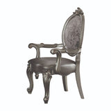 Acme - Versailles Arm Chair (Set-2) 66823 Silver Synthetic Leather & Antique Platinum Finish