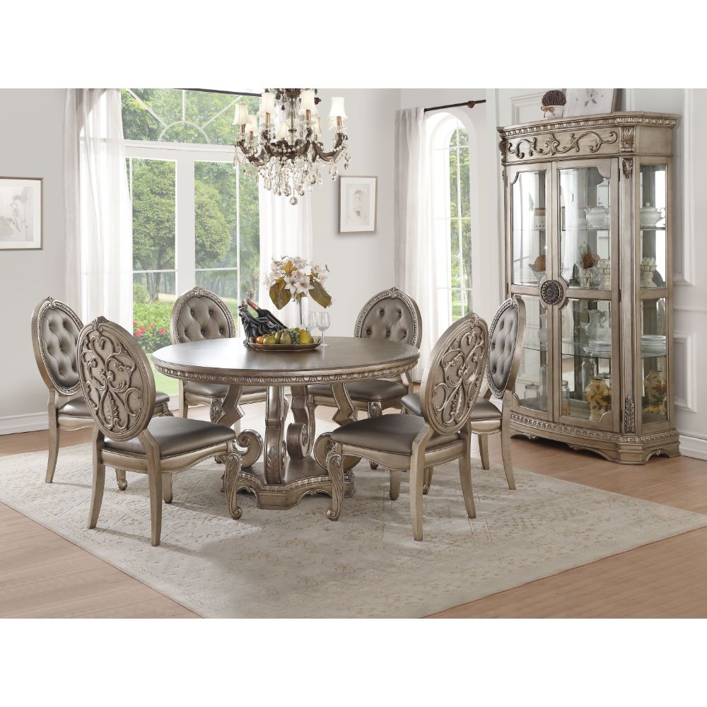 Acme - Northville Dining Table 66915 Antique Silver Finish