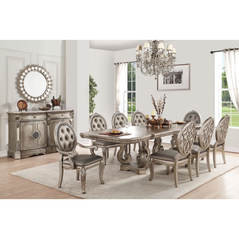 Acme - Northville Dining Table 66920 Antique Silver Finish