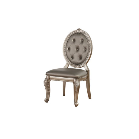 Acme - Northville Side Chair (Set-2) 66922 Synthetic Leather & Antique Silver Finish