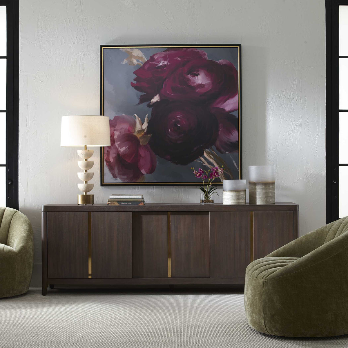 Plum Ranculus Framed Floral Art Black / Gold / Gray / Green / Pink / Purple / Red / White / Yellow - Purple / Gray by Uttermost - View 2