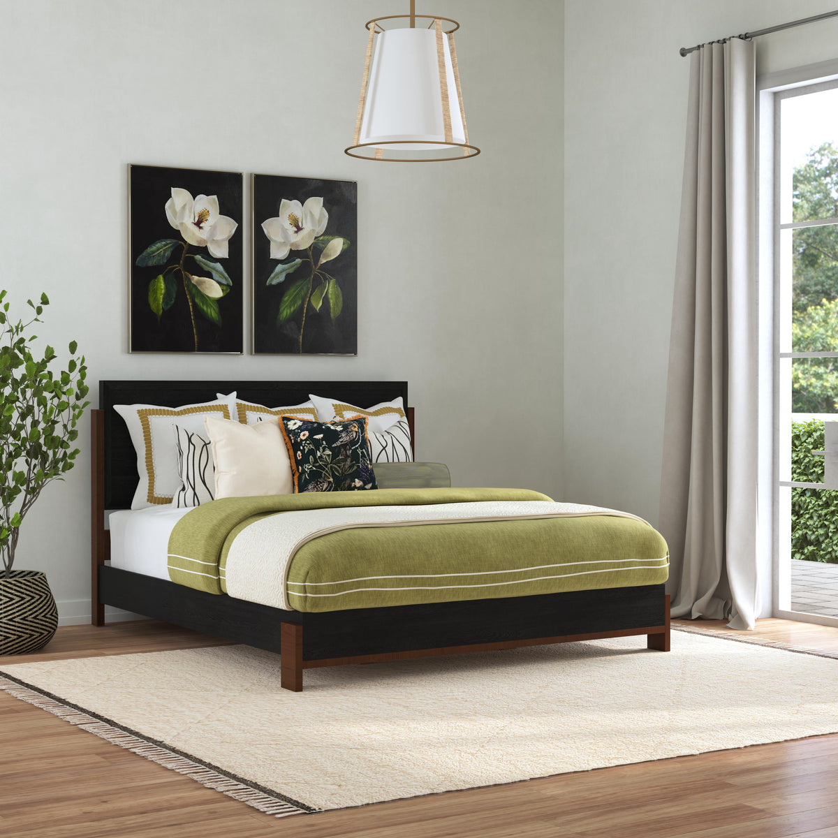 Waterfall King Panel Bed - Deep Ebony | Flexsteel