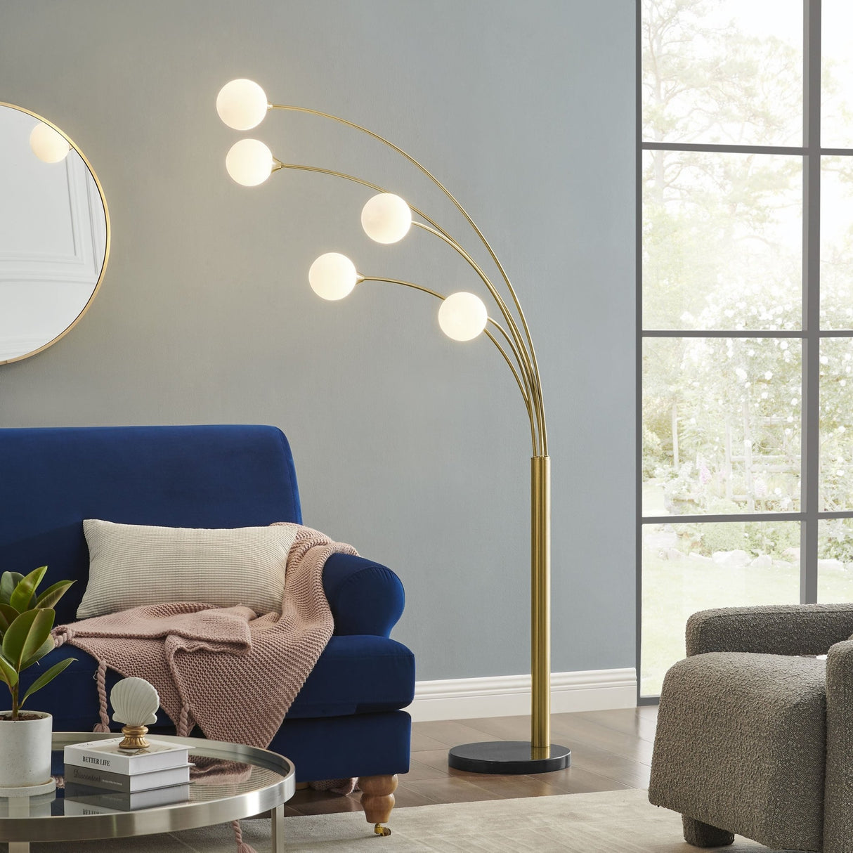 Anechdoche 5 Lights Gold And White Floor Lamp | Finesse - FL - 32404 - 5G - Home Elegance USA - 2