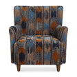 Lainey Upholstered Ikat Armchair Blue / Brown / Orange - Blue / Dark Brown by Uttermost - View 1