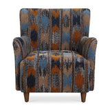 Lainey Upholstered Ikat Armchair Blue / Brown / Orange - Blue / Dark Brown by Uttermost - View 1
