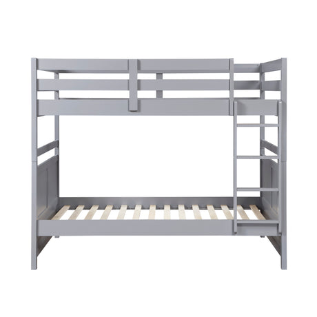 Bunk Bed Full Over Full Gray Finish Sturdy Wood Frame Guard Rails Youth Bedroom Furniture 1pc - sold by Home Elegance USA