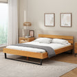 Pine Wood Bed Frame Queen Size, Natural & Black Color