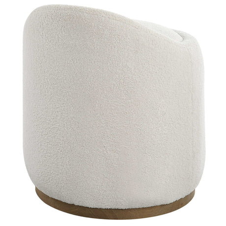 Swirl Swivel Sheepskin Ottoman - White by Uttermost - View 6