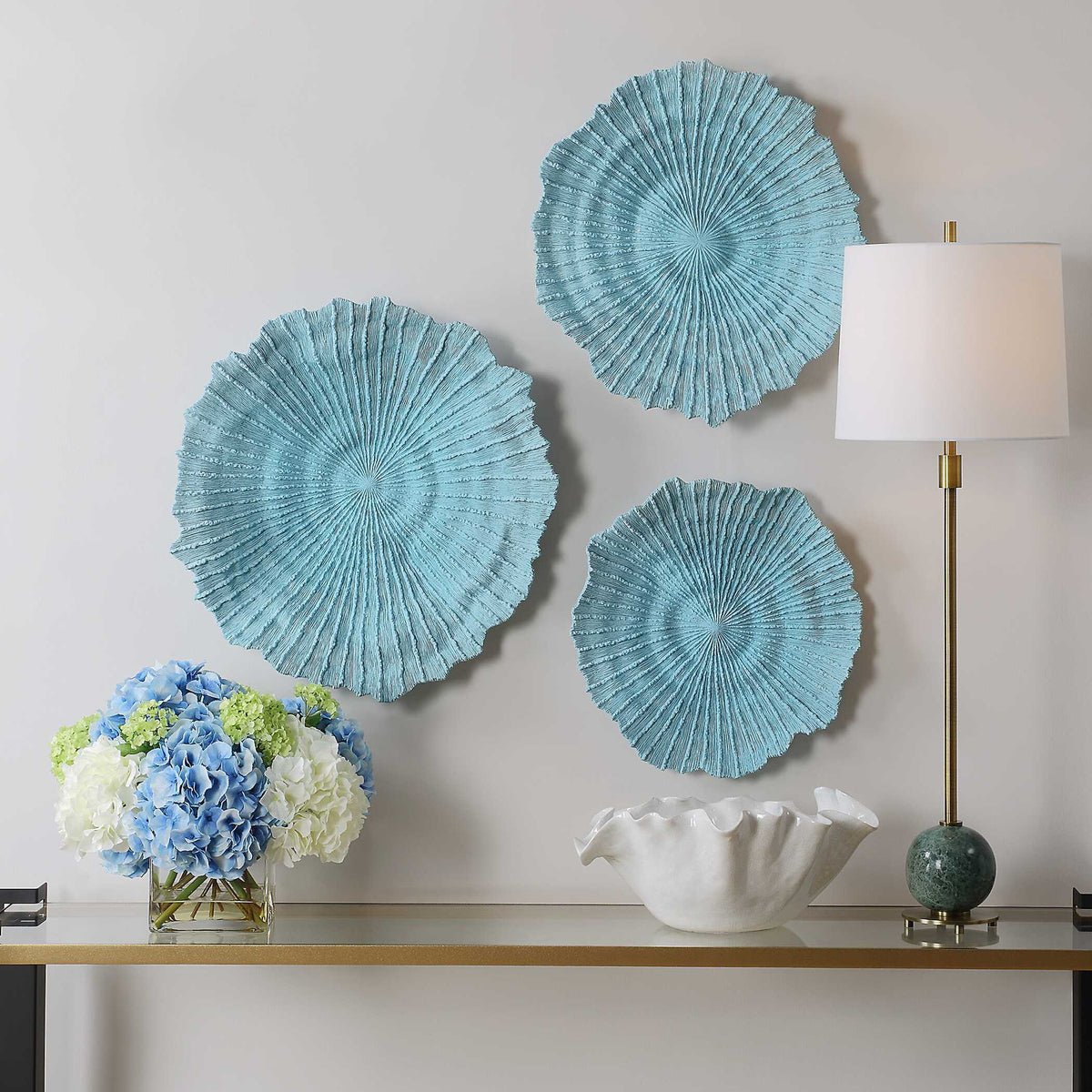 Ocean Gems Wall Decor (Set of 3) - Light Blue by Uttermost - View 3