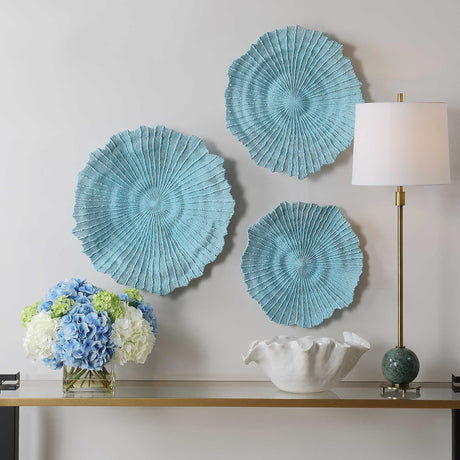 Ocean Gems Wall Decor (Set of 3) - Light Blue by Uttermost - View 3