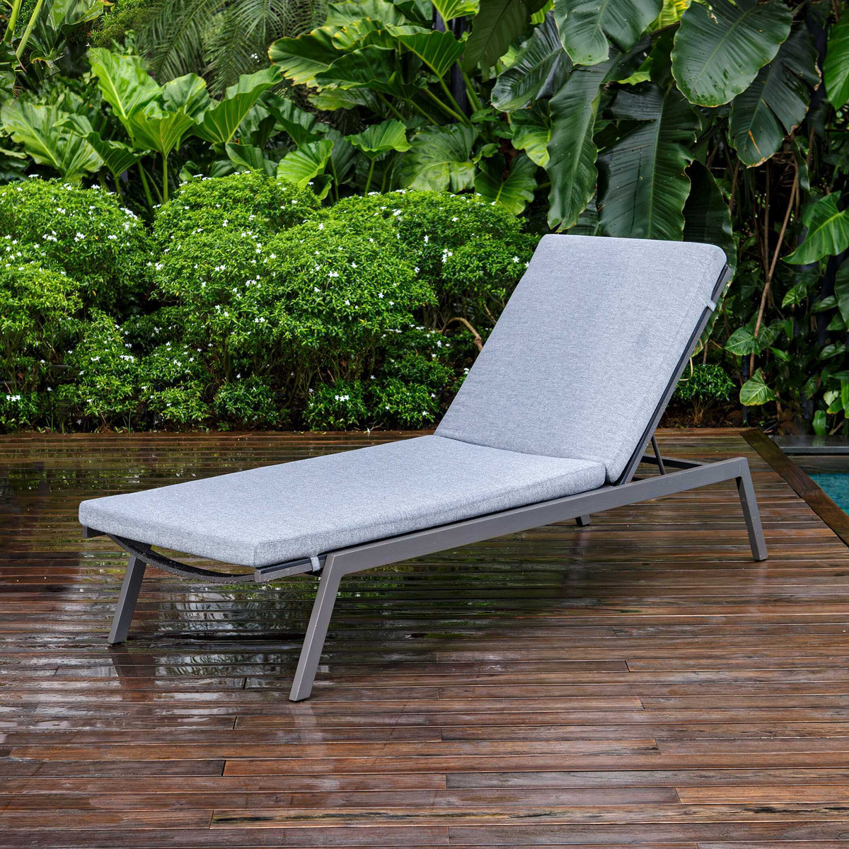 Bea Outdoor Pool Chaise Cushion - Gray by Uttermost - View 2