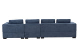 134'' Mid Century Modern Sofa with Left Chaise for Living Room Sofa, BLUE - W876S00052 - image - 5