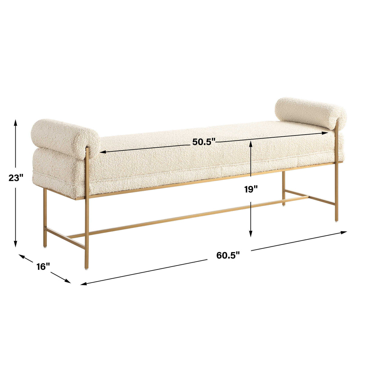 Bolster Bench - White by Uttermost - View 7