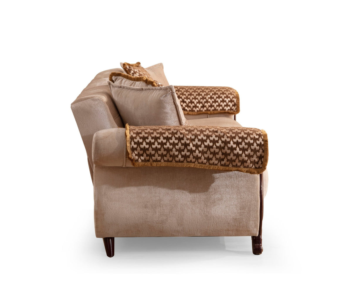 Carmen 3 Pc Made With Chenille Upholstery in Beige Color | Home Elegance USA