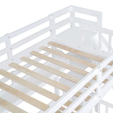 Twin-Over-Twin Castle Style Bunk Bed with 2 Drawers 3 Shelves and Slide - White - Home Elegance USA