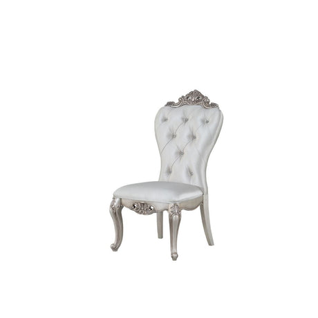 Acme - Gorsedd Side Chair (Set-2) 67442 Cream Fabric & Golden Ivory Finish